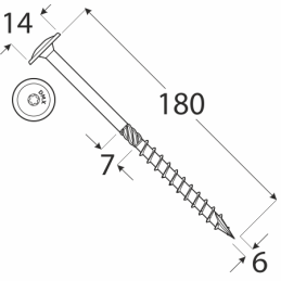 Konštrukčný vrut - DRVTK 6x180 TORX- ZINOK BIELY