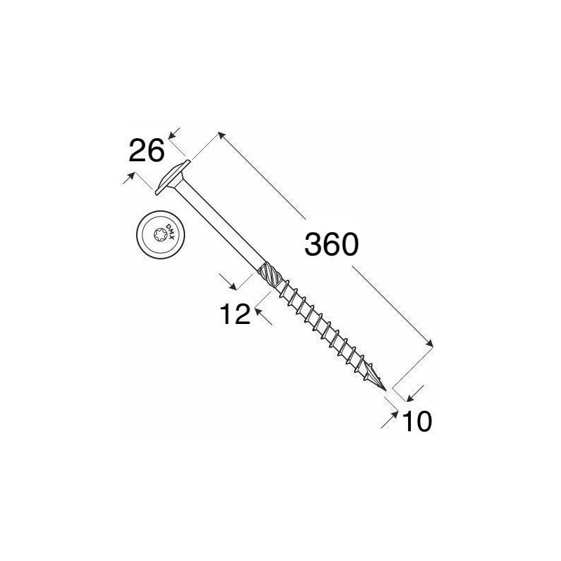 Konštrukčný vrut - DRVTK 10x360 TORX