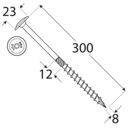 Konštrukčný vrut - DRVTK 8x300 TORX