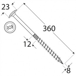 Konštrukčný vrut - DRVTK 8x360 TORX