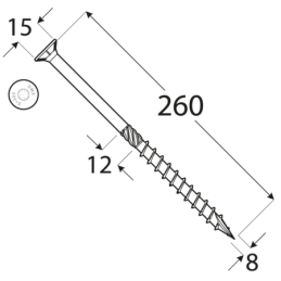 Konštrukčný vrut - DRVT 8x260 TORX