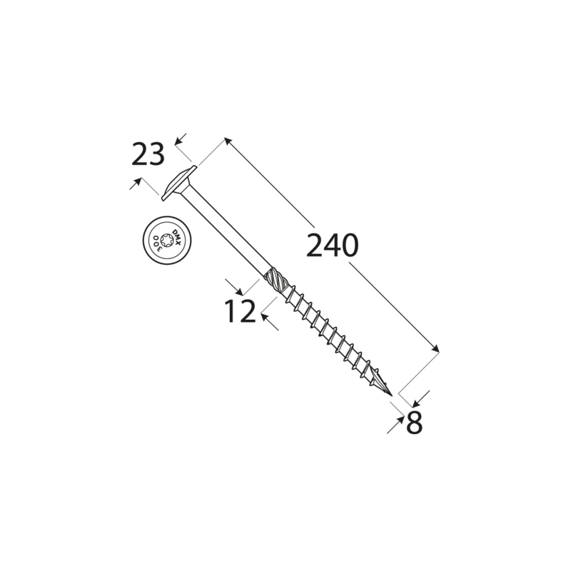 Konštrukčný vrut - DRVTK 8x240 TORX