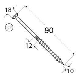 #2087 Konstrukcny vrut 10x90 zapustena hlava torx DRVT