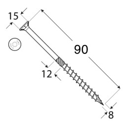 #2093 Konstrukcny vrut 8x90 zapustena hlava torx DRVT