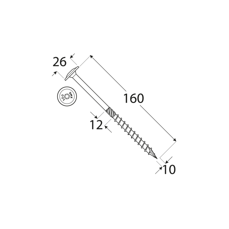 DRVTK 10x160 TORX