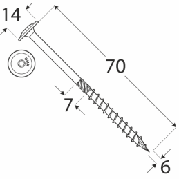 Konštrukčný vrut - DRVTK 6x70 TORX