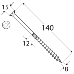 Konštrukčný vrut - DRVT 8x140 TORX