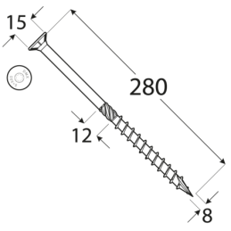 Konštrukčný vrut - DRVT 8x280 TORX