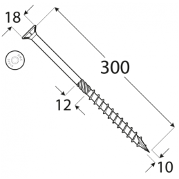 Konštrukčný vrut - DRVT 10x300 TORX