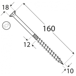 Konštrukčný vrut - DRVT 10x160 TORX